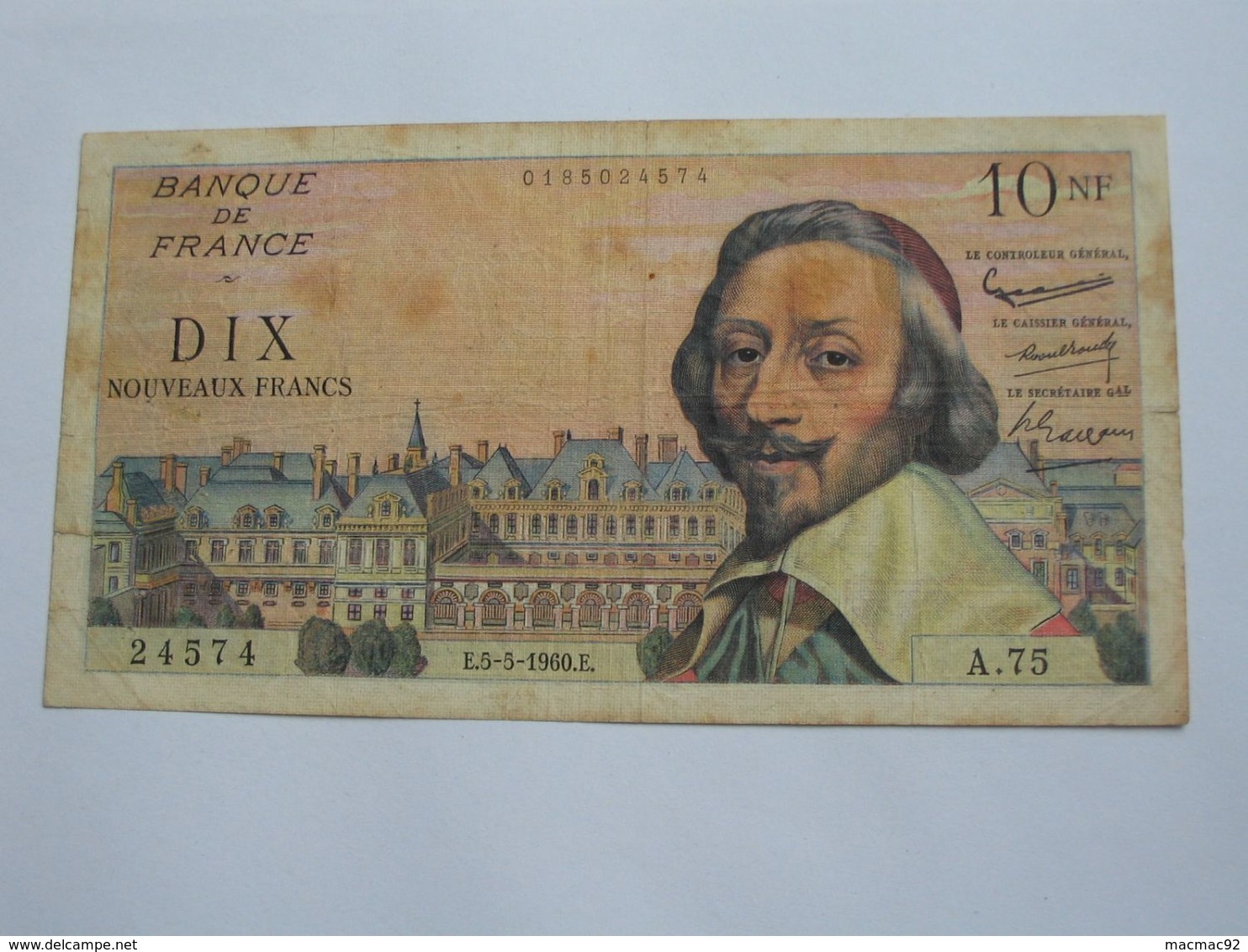 10 Dix Francs RICHELIEU  5-5-1960   **** EN ACHAT IMMEDIAT **** - 10 NF 1959-1963 ''Richelieu''