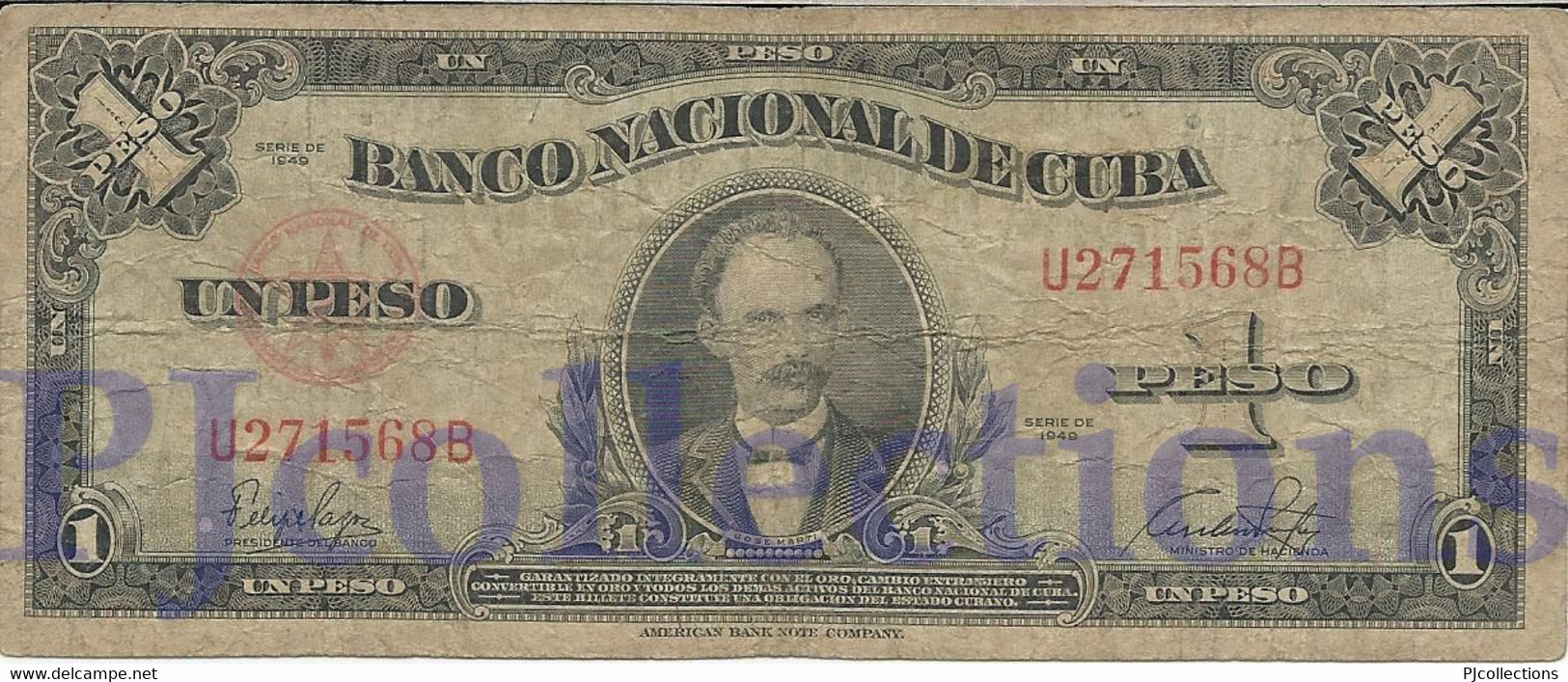BANCO NACIONAL 1 PESO 1949/57 PICK 77a FINE - Cuba