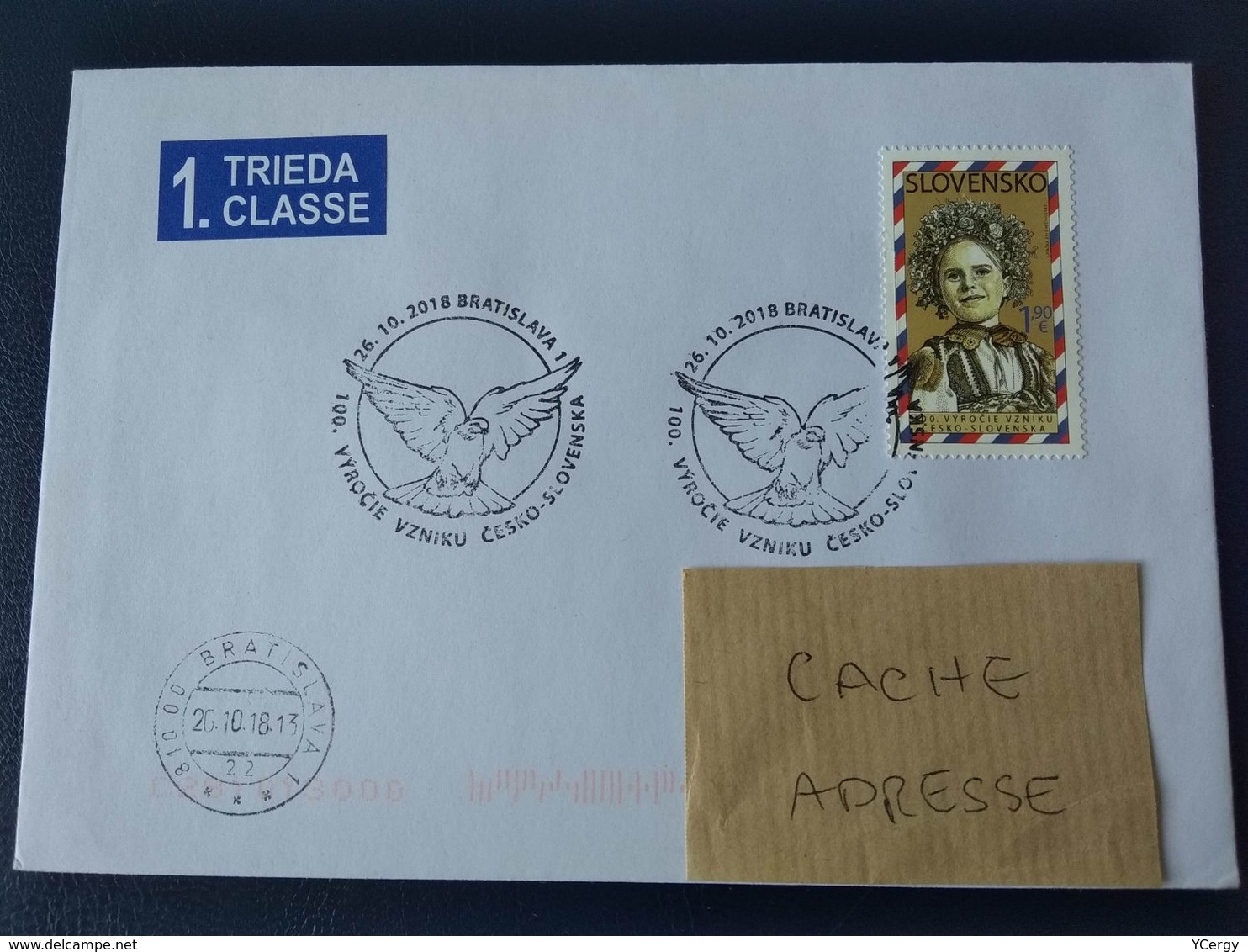 Slovaquie 2018 #672 100e Anniversaire De La Tchécoslovaquie PJ Premier Jour Seul Sur Lettre RRR - Storia Postale