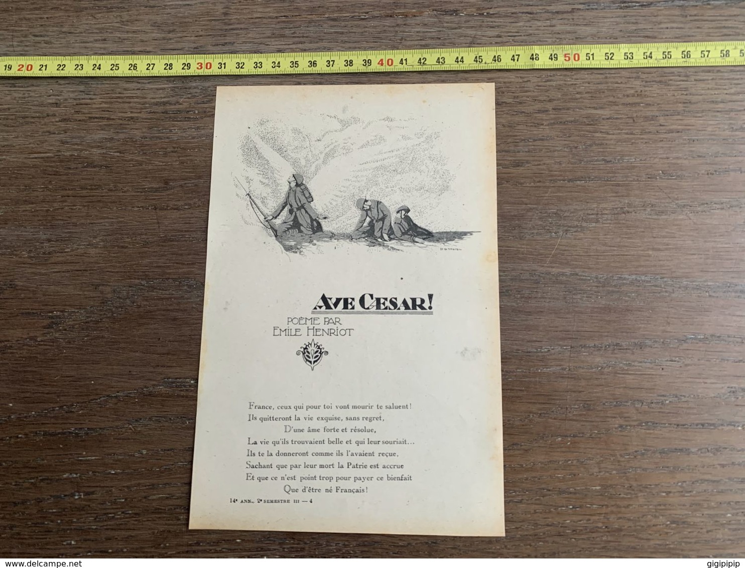 1918 JST AVE CESAR POEME PAR EMILE HENRIOT - Collections