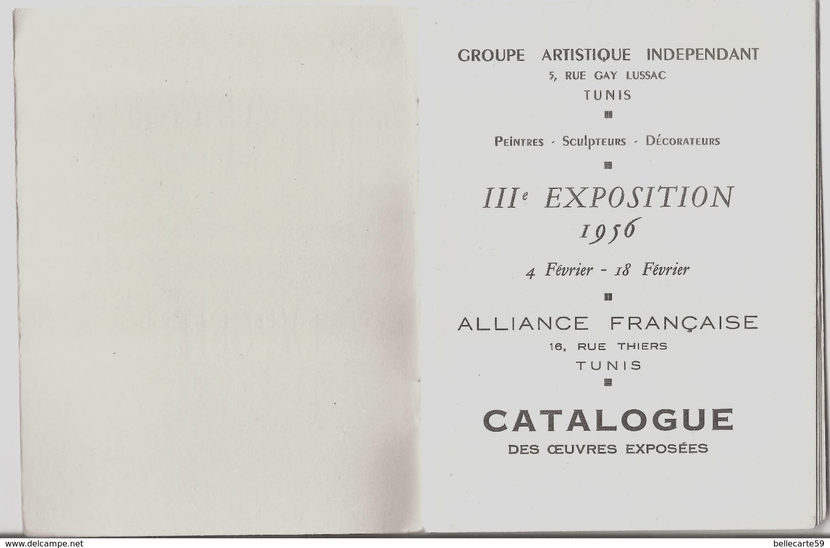 CATALOGUE : EXPOSITION PEINTURE TUNIS 1956 - Sammlungen