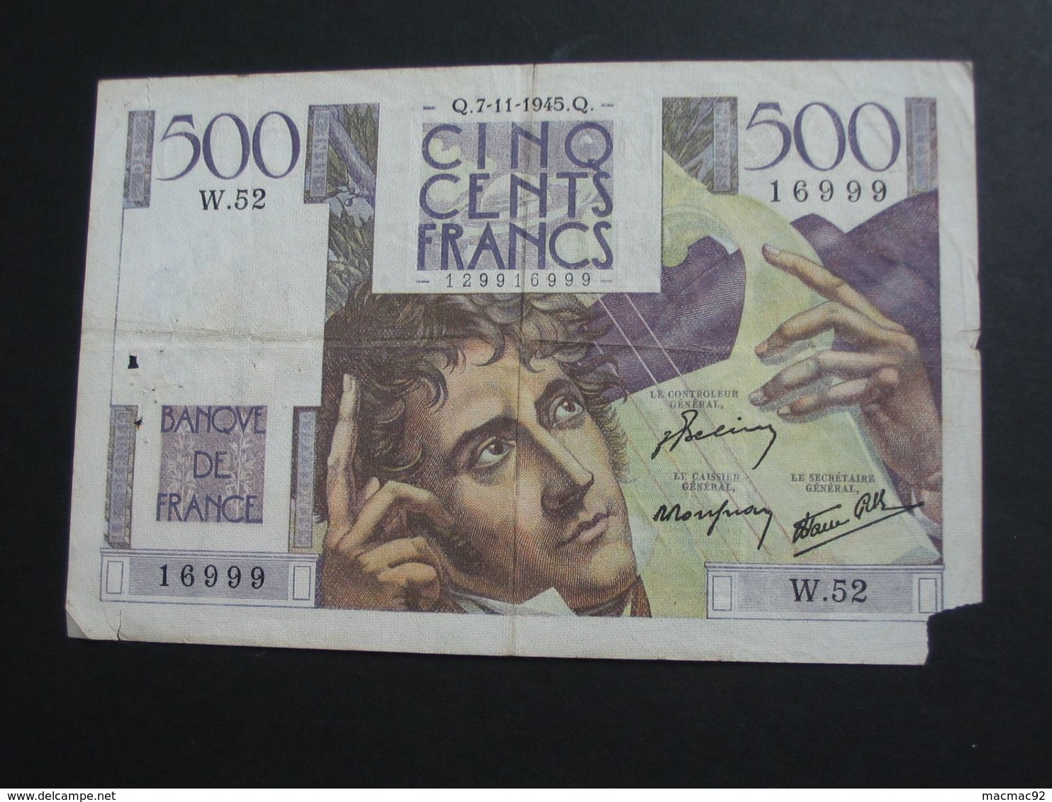 500 Cinq Cents Francs  - CHATEAUBRIAND - 7-11-1945  **** EN ACHAT IMMEDIAT ****  Billet Recherché !!!!!! - 500 F 1945-1953 ''Chateaubriand''