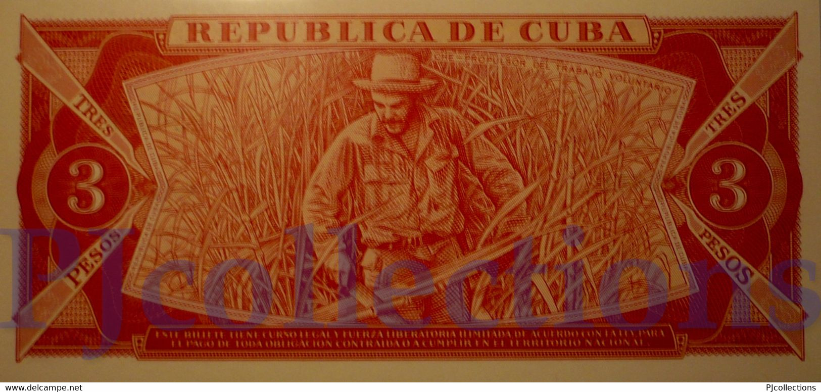 BANCO NACIONAL 3 PESOS 1988 PICK 107b UNC - Cuba