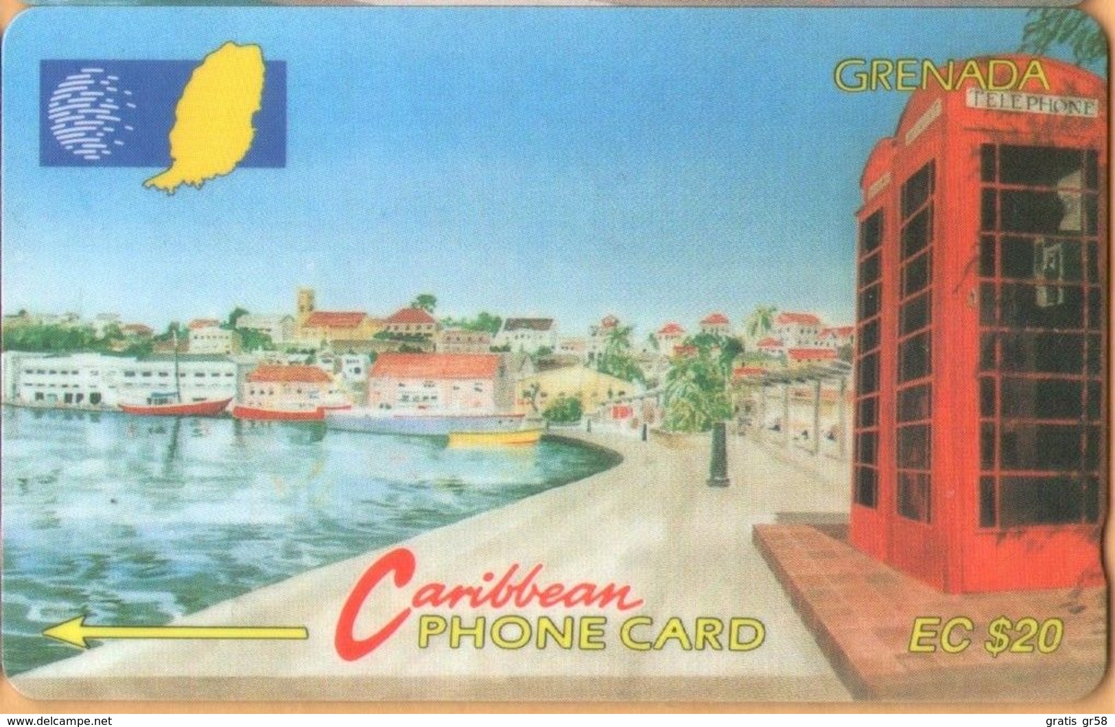 Grenada - GPT, GRE-105A , 105CGRA, Carenage St Georges, 20 EC$, Buildings, 37,000ex, 1997, Used As Scan - Grenada