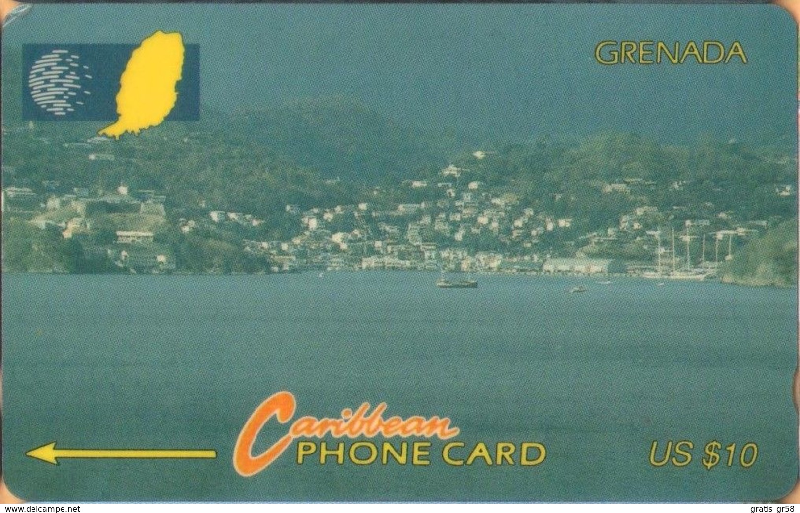 Grenada - GPT, GRE-7A, 7CGRA, Port St Georges, 10 EC$, Ports, 10,000ex, 1993, Used As Scan - Grenada