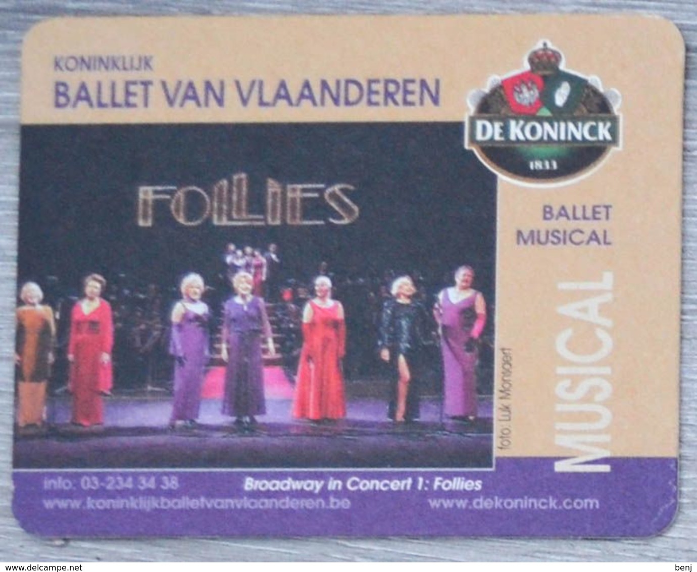 Sous-bock DE KONINCK Ballet Van Vlaanderen Musical Broadway In Concert 1 Follies Bierdeckel Bierviltje Coaster (CX) - Portavasos