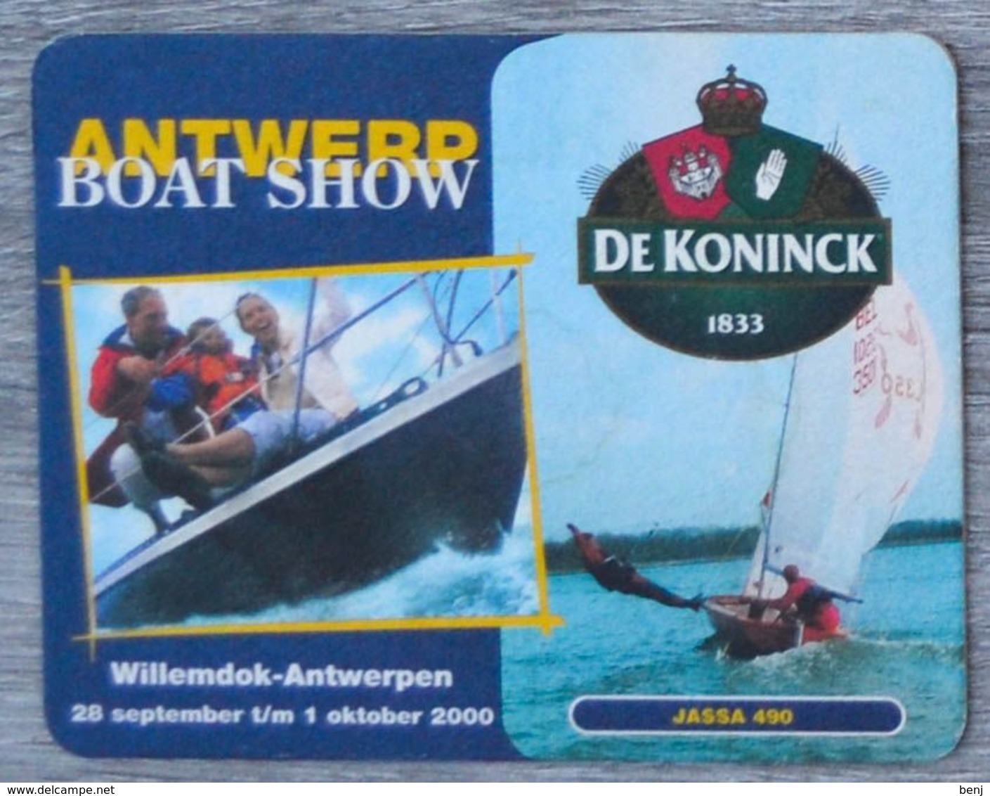 Sous-bock DE KONINCK Antwerp Boat Show Willemdok-Antwerpen 2000 Anvers Jassa 490 Bierdeckel Bierviltje Coaster (CX) - Portavasos