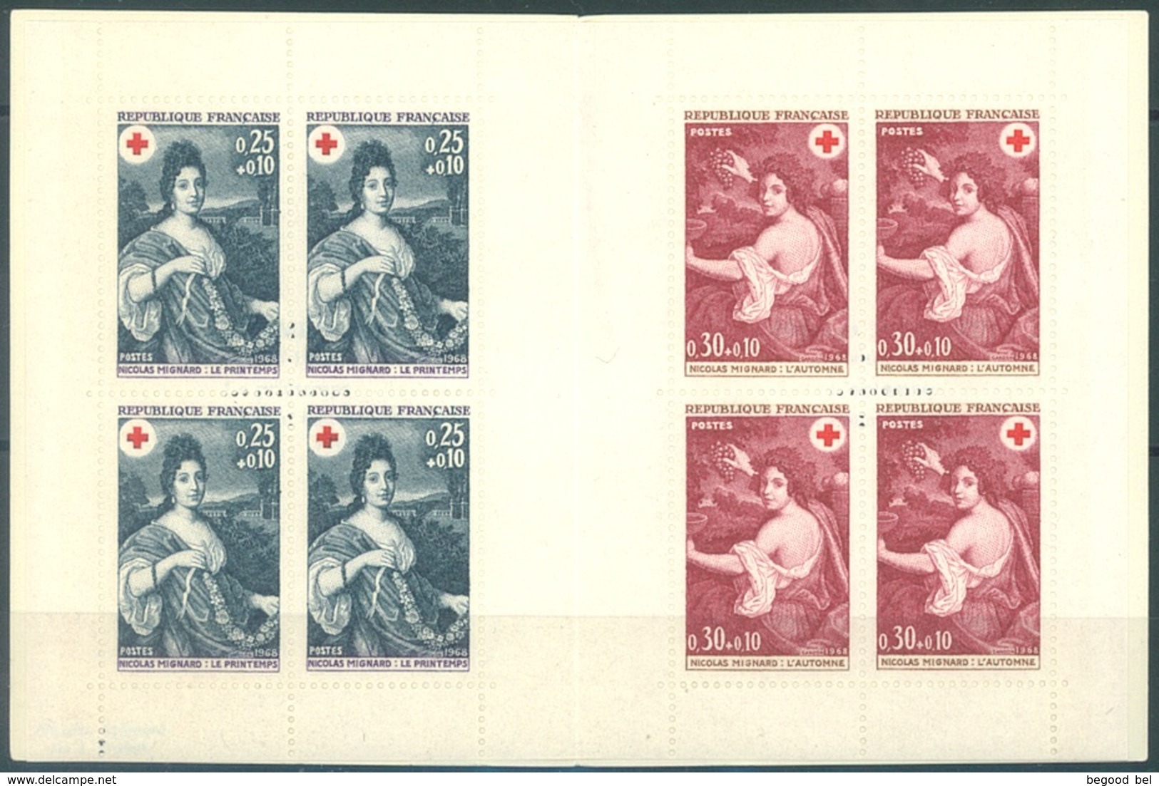 FRANCE - 1968 - MNH/** -  CARNET CROIX ROUGE Yv 2017 - Lot 21760 - Croix Rouge