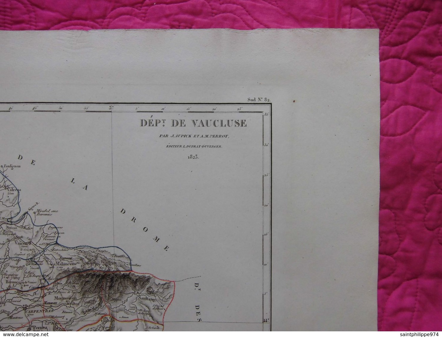 France : Rare Et Grande Carte Du Département Du Vaucluse De 1823 Par Perrot Et Aupick. - Cartes Géographiques