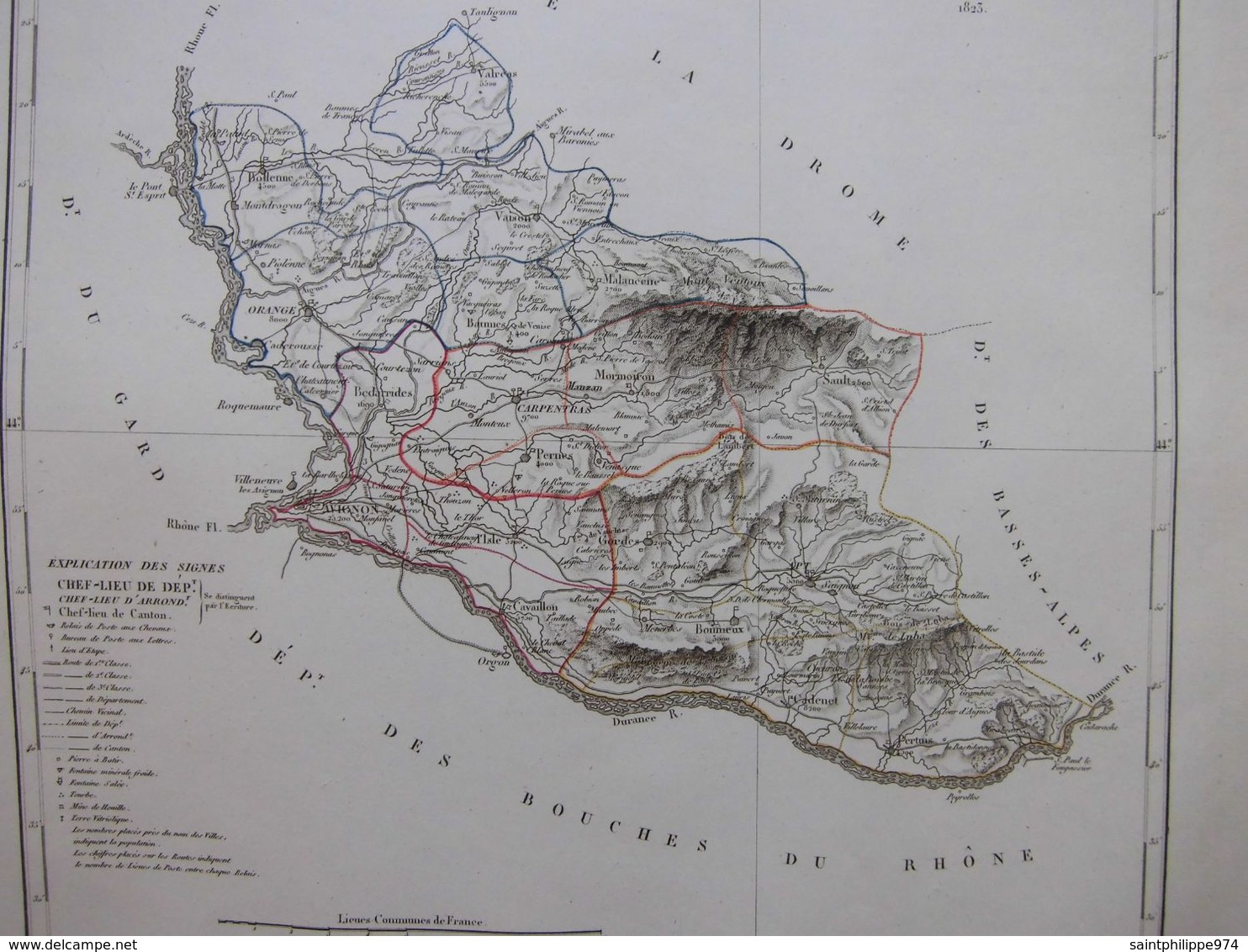 France : Rare Et Grande Carte Du Département Du Vaucluse De 1823 Par Perrot Et Aupick. - Cartes Géographiques