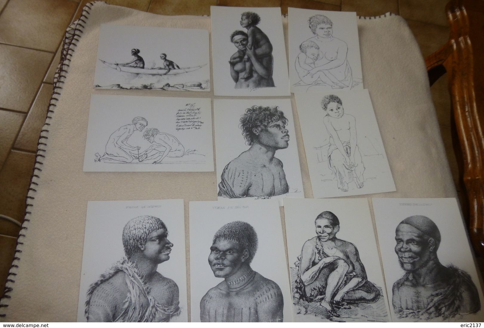 LOT DE 10 ILLUSTRATIONS ...INDIGENES ..TASMANIE(4) Et AUSTRALIE (6) ...de NICOLAS PETIT - 5 - 99 Cartes