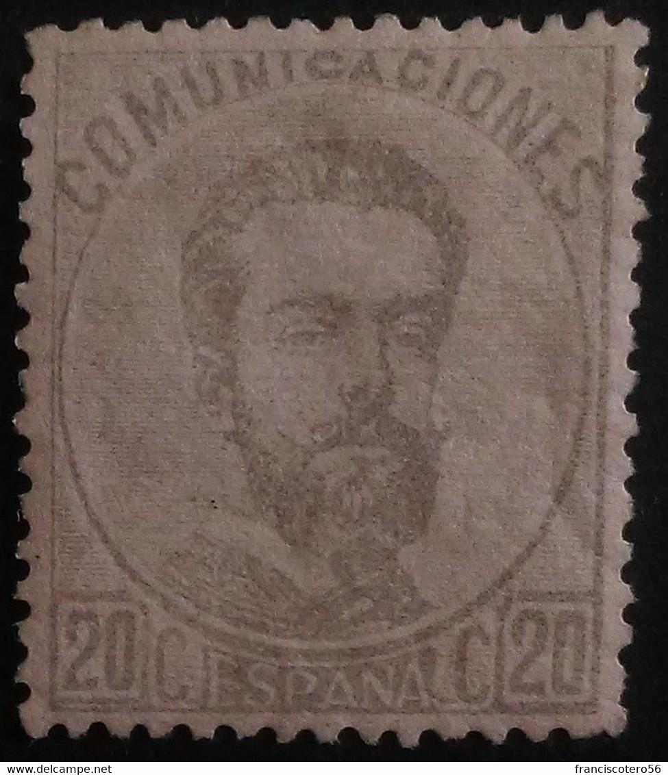 España: Año. 1872 - ( Rey Amadeo I ). Variedad De Color Gris Oliva. Nº- *123 - Super Lujo. Dentado - 14 De Peine. - Ongebruikt