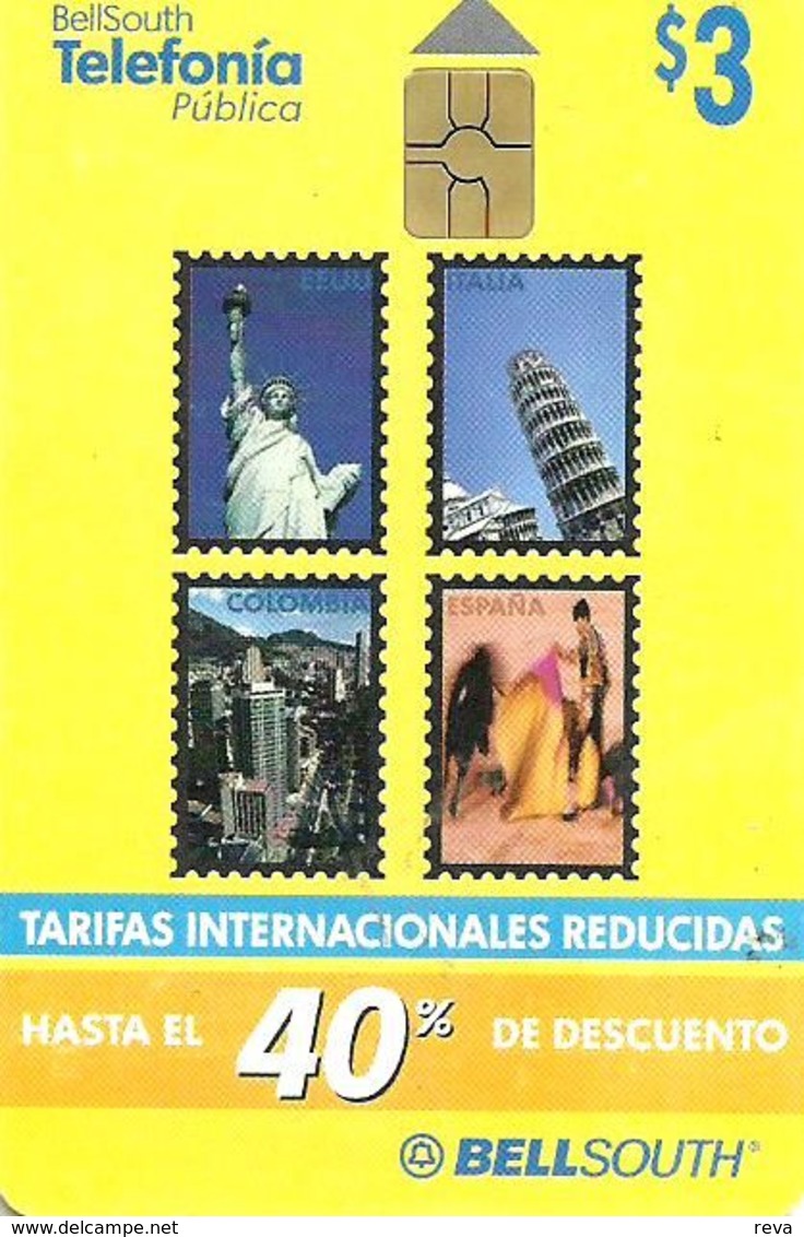 ECUADOR $3 STAMPS WITH  STATUE OF LIBERTY ; ITALY ;SPAIN & COLOMBIA  CHIP READ DESCRIPTION - Equateur
