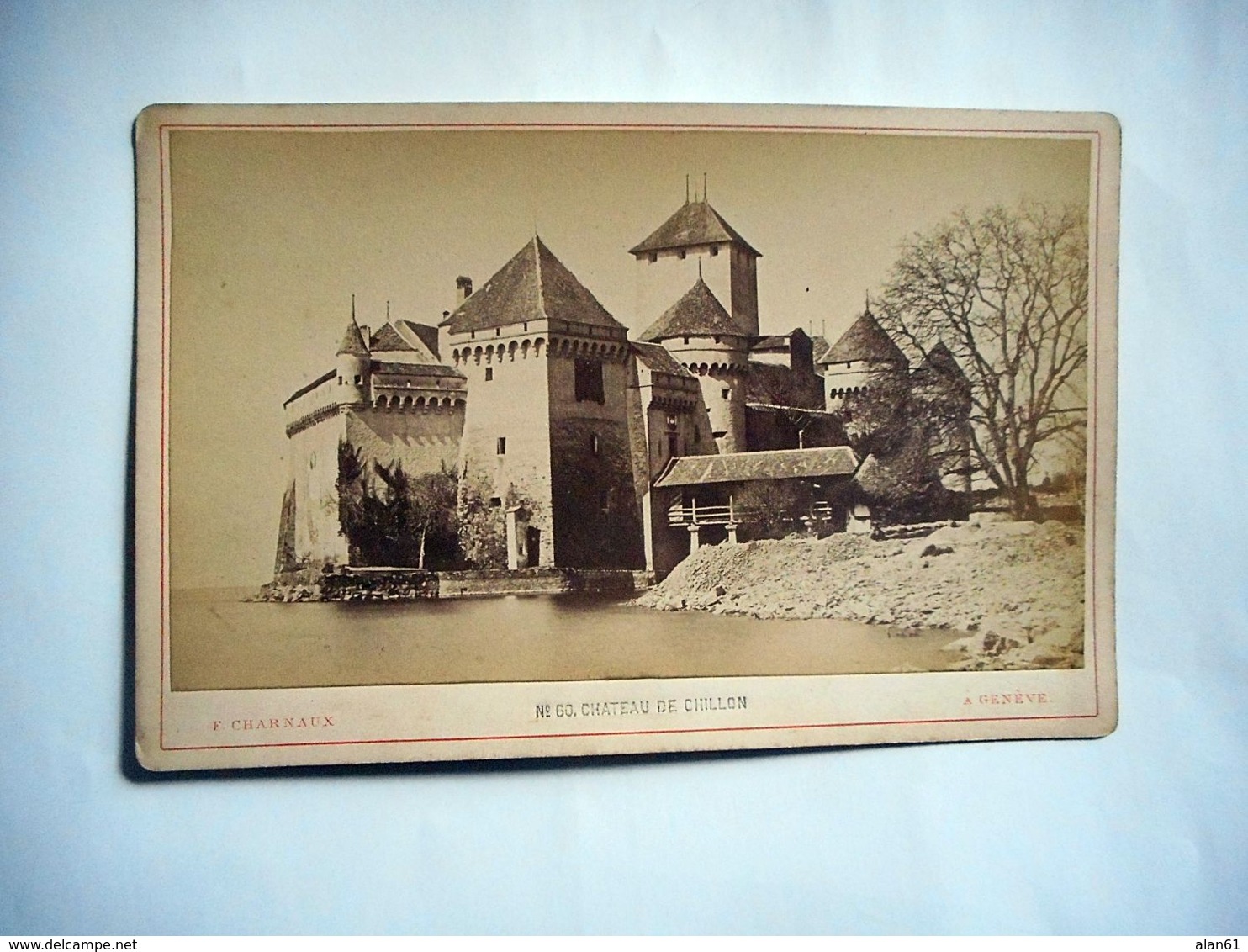 PHOTO GRAND CDV CHATEAU DE CHILLON Phot F CHARNAUX GENEVE SUISSE - Anciennes (Av. 1900)