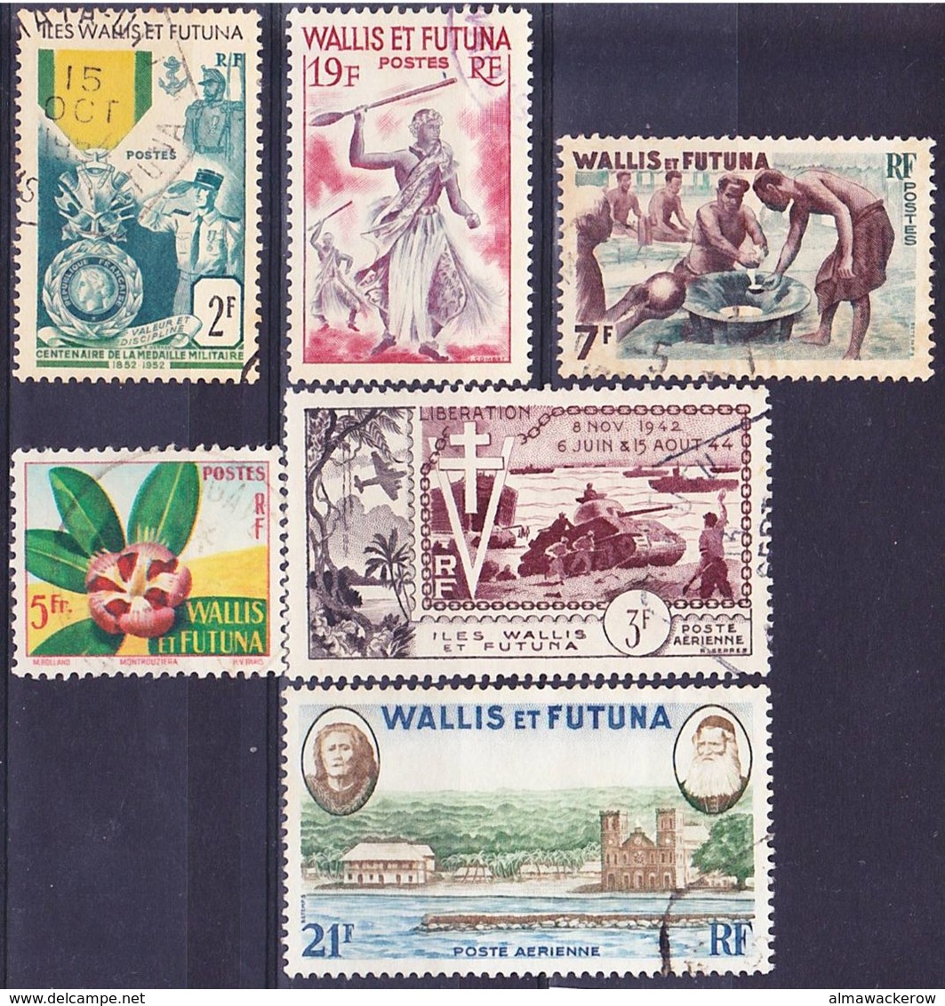 Wallis Et Futuna 1952-1960 Lot Mi 179, 180, 184, 187, 188, 190 Oblitéré O - Oblitérés