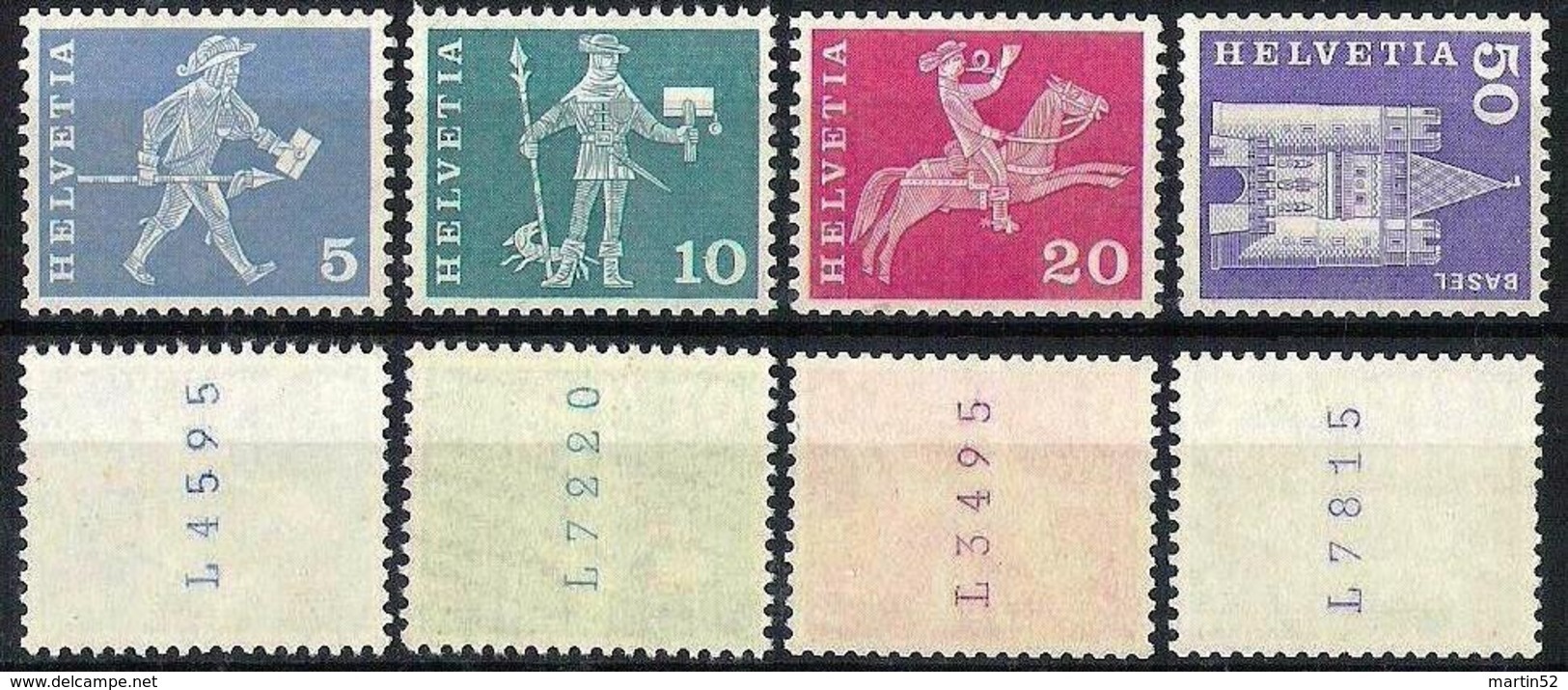 Schweiz Suisse 1960: Rollen Rouleaux Coils MIT NUMMERN Zu 355/363R Mi 696/704R Yv 643/651 ** MNH  (Zumstein CHF 25.00) - Rollen