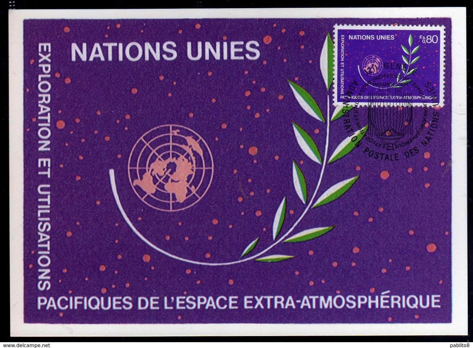 NATIONS UNIES GENEVE ONU UN UNO 11 6 1982 EXPLORATION PACIFIQUE ESPACE SPACE EXPLORATION FDC MAXI CARD CARTOLINA MAXIMUM - Cartes-maximum