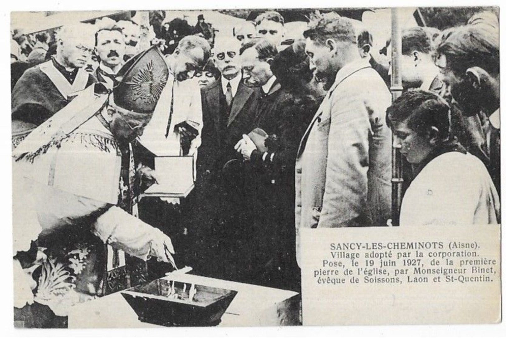 Sancy Les Cheminots Pose, Le 19 Juin 1927, De La Première Pierre De L' église, Par Monseigneur Binet - Other & Unclassified