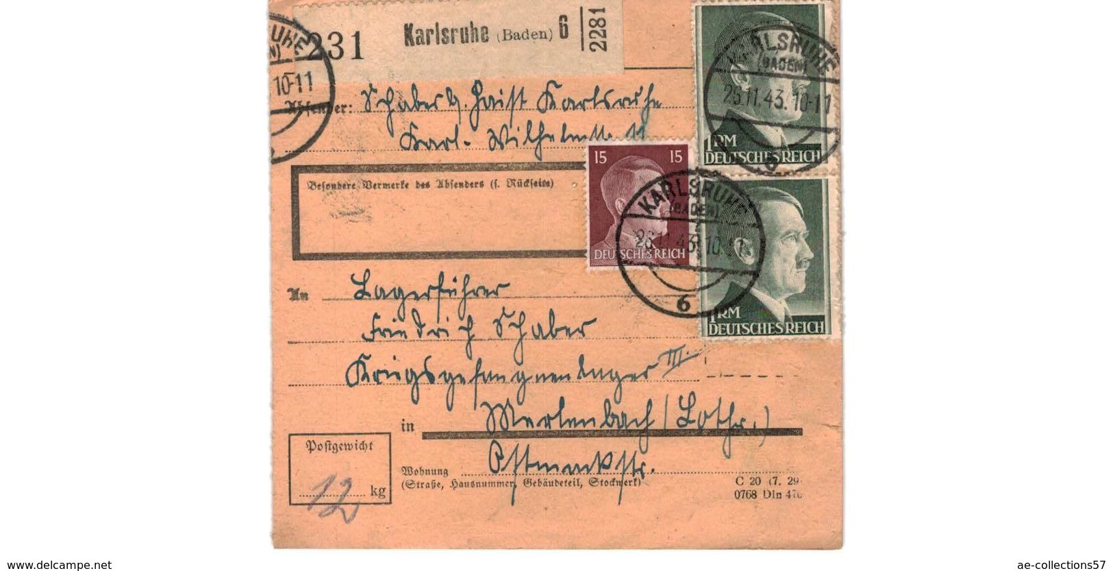 Colis Postal  / De Karlsruhe ( Baden ) - Lettres & Documents