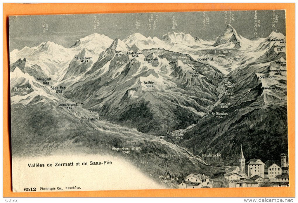 LOL279, Vallée De Zermatt Et De Saas-Fee, 6512,  Circulée 1912 - Saas-Fee