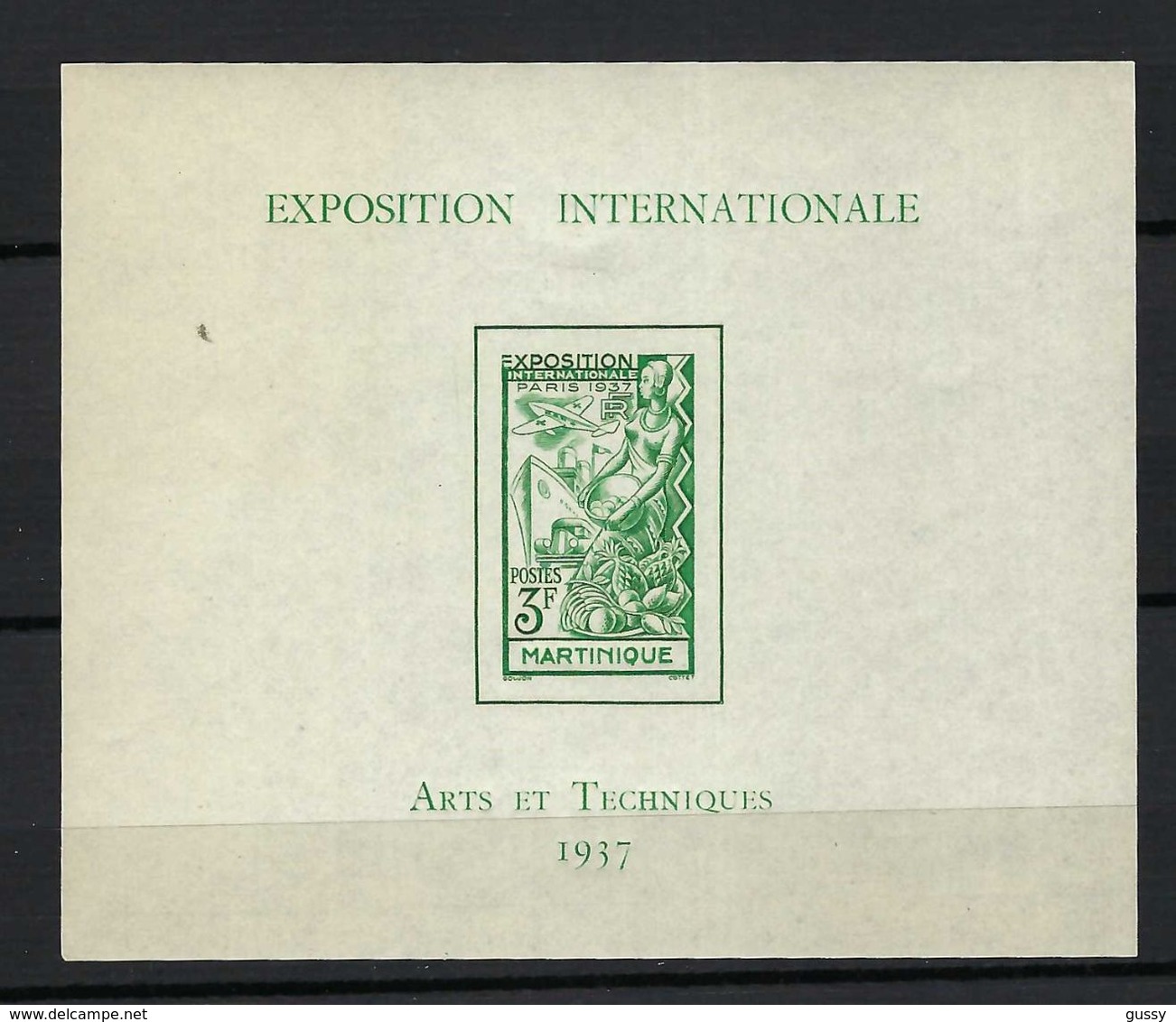 FRANCE COLONIES MARTINIQUE Blocs & Feuillets: Exposition Internationale ''Arts Et Techniques 1937'' Neuf** TTB - 1937 Exposition Internationale De Paris