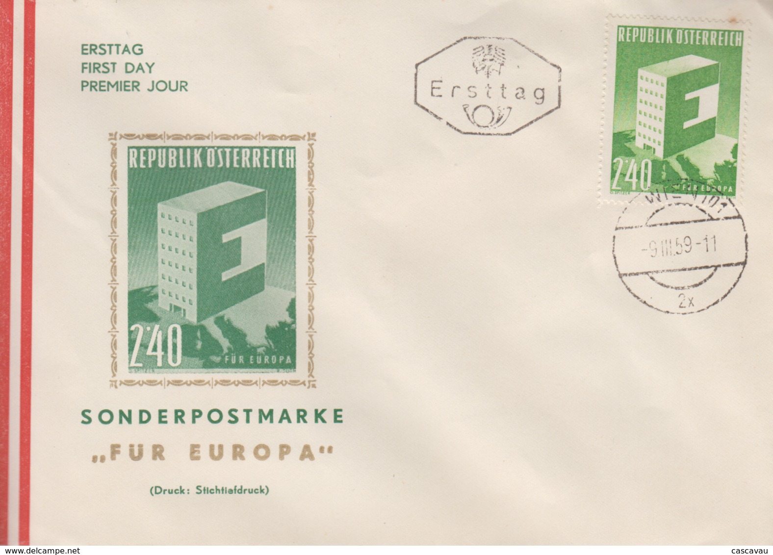 Enveloppe  FDC  1er  Jour    AUTRICHE   EUROPA    1959 - 1959