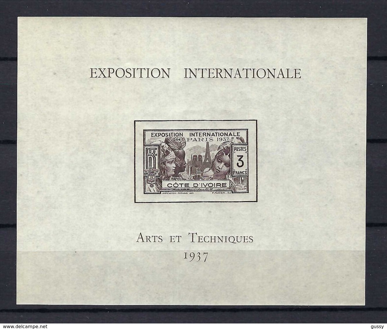 FRANCE COLONIES COTE D'IVOIRE Blocs & Feuillets: Exposition Internationale ''Arts Et Techniques 1937'' Neuf** TTB - 1937 Exposition Internationale De Paris