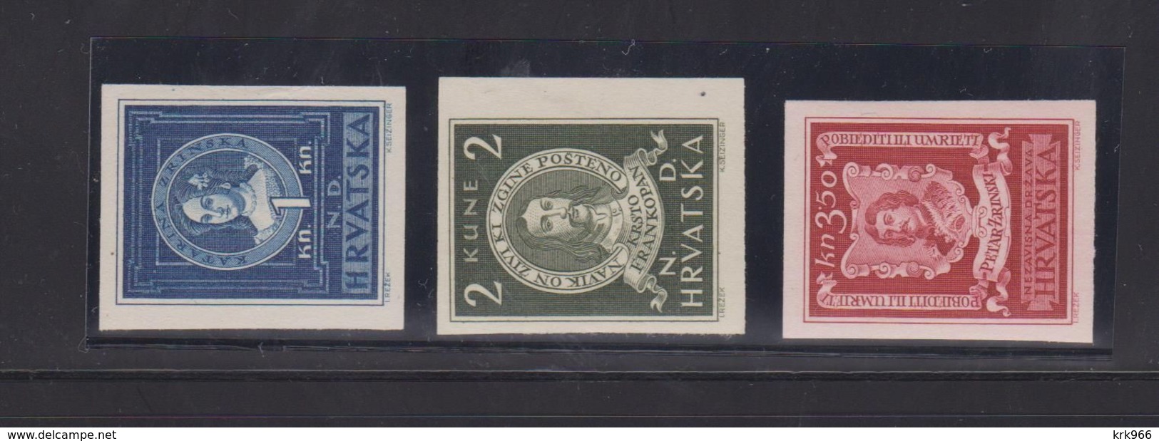 CROATIA, WW II  ZRINSKI FRANKOPANI Imperforated Proof Set No Gum - Kroatien