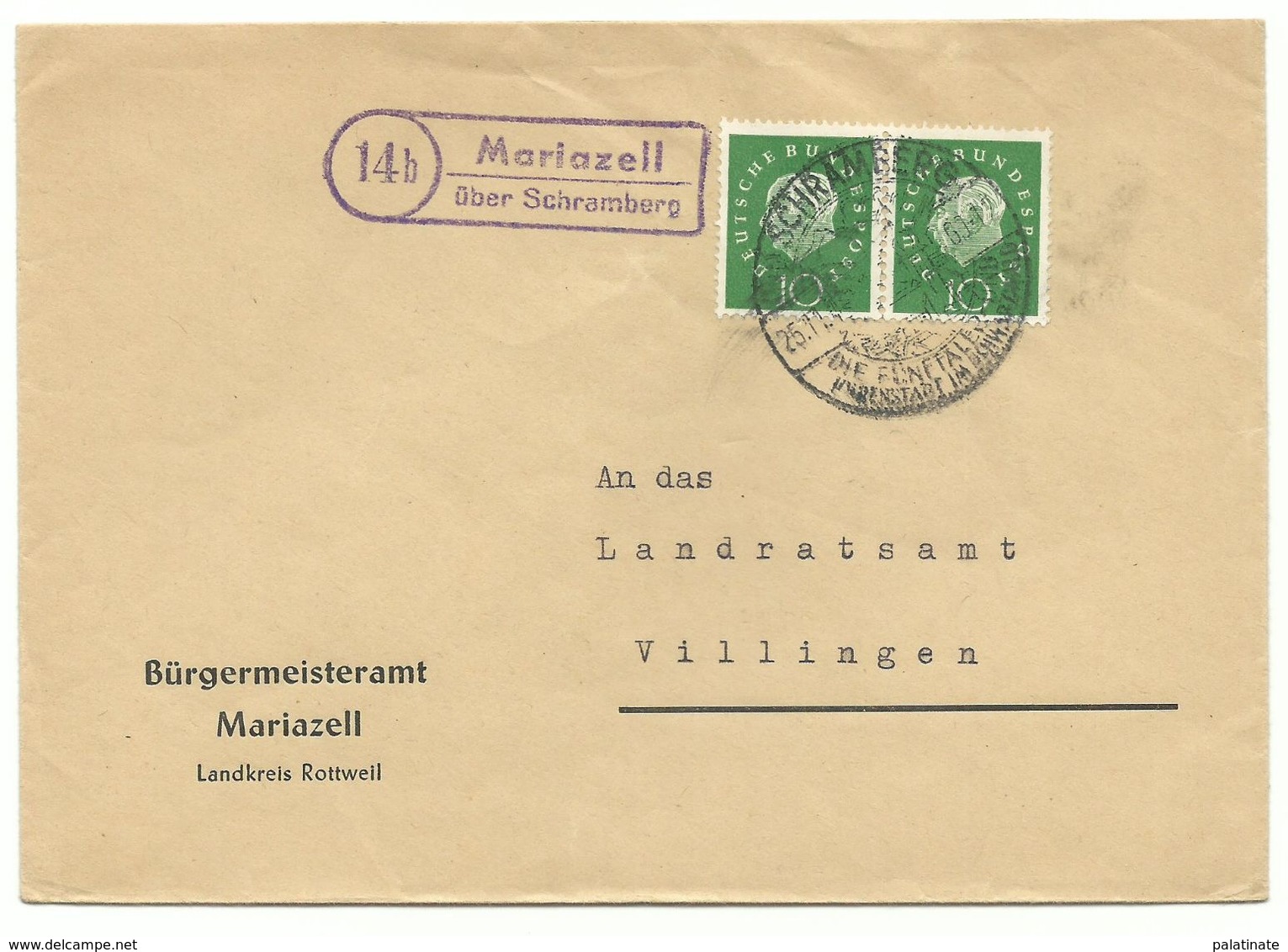 14b Mariazell über Schramberg Landpoststempel Sehr Klar Auf Brief 1961 - Brieven En Documenten