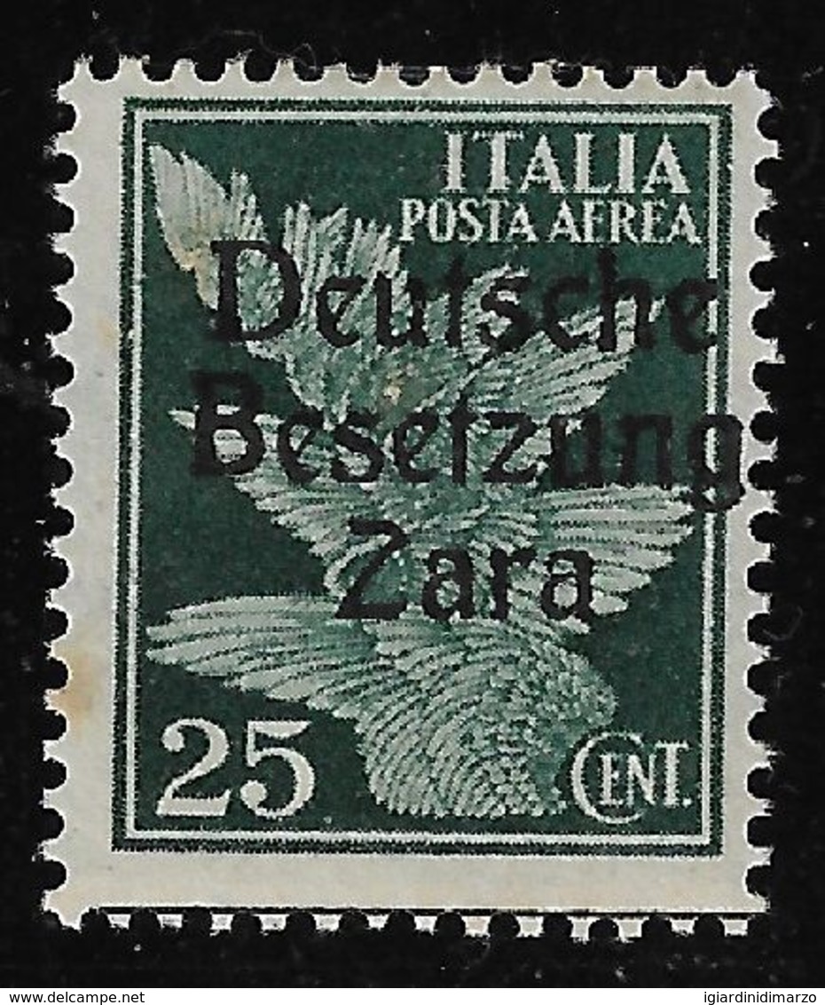 ZARA -OCCUPAZ.TEDESCA- 1943: Valore Nuovo Stl Da 25 C. Di Posta Aerea Con Soprastampa - In Buone Condizioni. - Deutsche Bes.: Zara