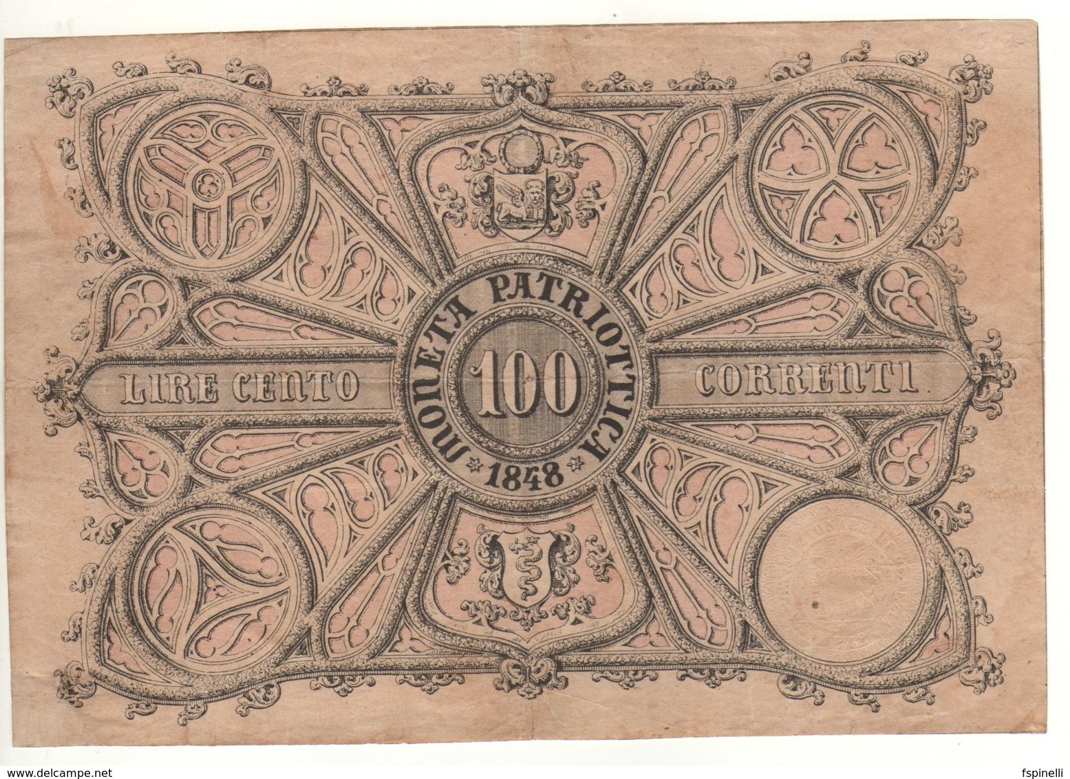 ITALY  Moneta Patriottica   100  Lire  1848 - [ 9] Collections