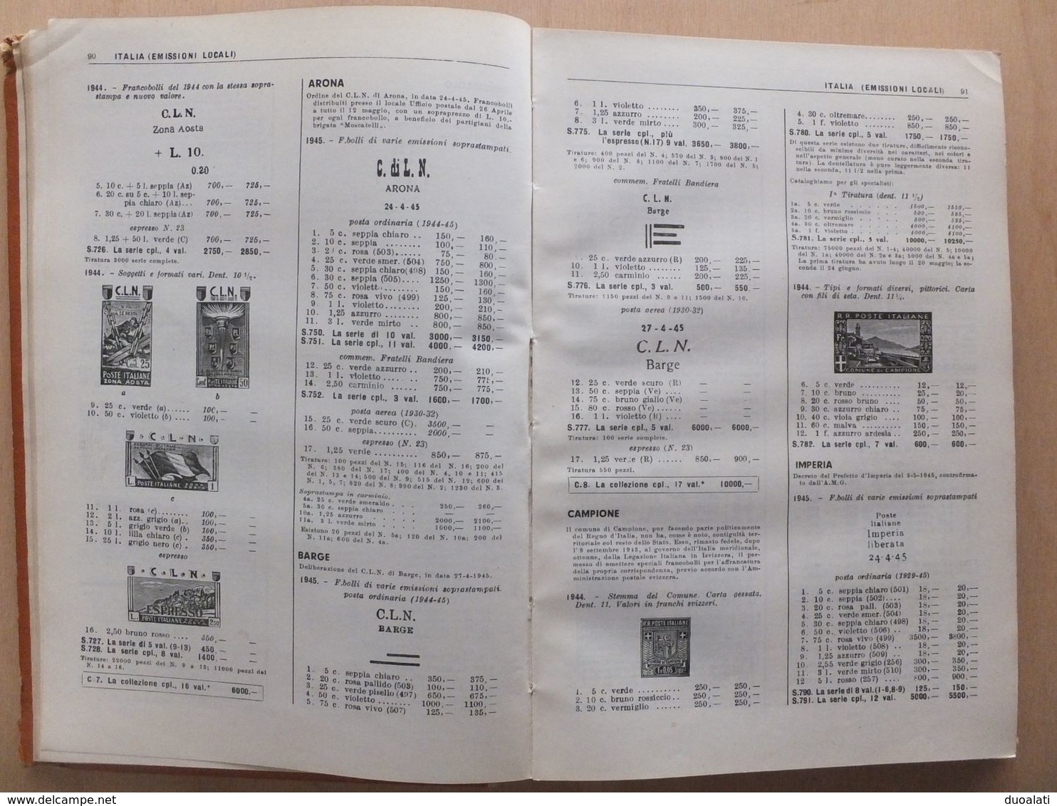 Italy Italia 1949 Catalogo Sassone dei Francobolli d'Italia e delle Serie d'Europa Luigi Sassone