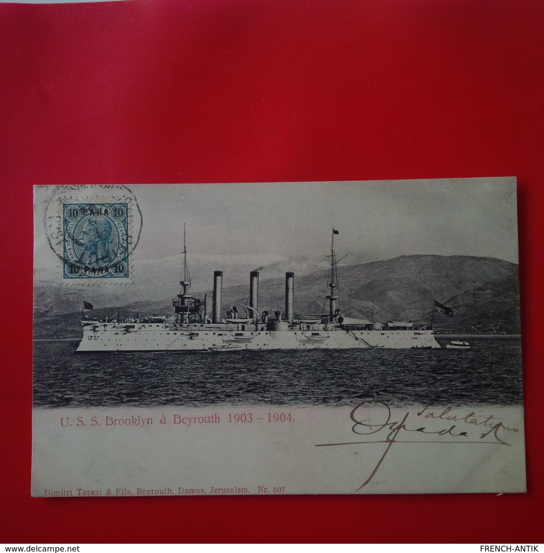 U.S.S BROOKLYN A BEYROUTH 1903 1904 TIMBRE 10 PARA - Libanon