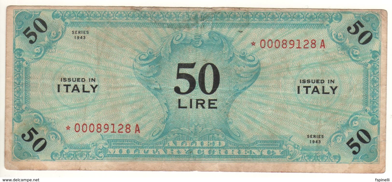 ITALY    AM Lire  50 Lire   FLP  Serie Speciale  Asterisco   1943   ( WWII )  1ma Serie    RARO - Allied Occupation WWII