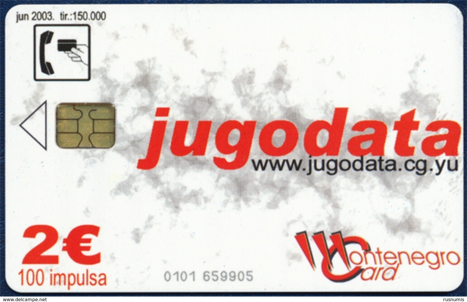 MONTENEGRO 100 UNITS CHIP PHONECARD TELEPHONE CARD TELECARTE JUGODATA VERY GOOD USED - Montenegro