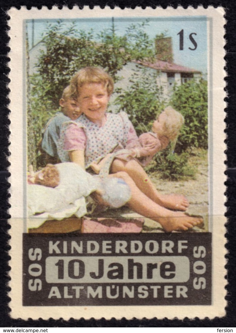 Puppet Baby Girl Toy ALTMÜNSTER 1959 Austria Children SOS City SOS-Kinderdorf Charity Cinderella Vignette Label - Marionetas
