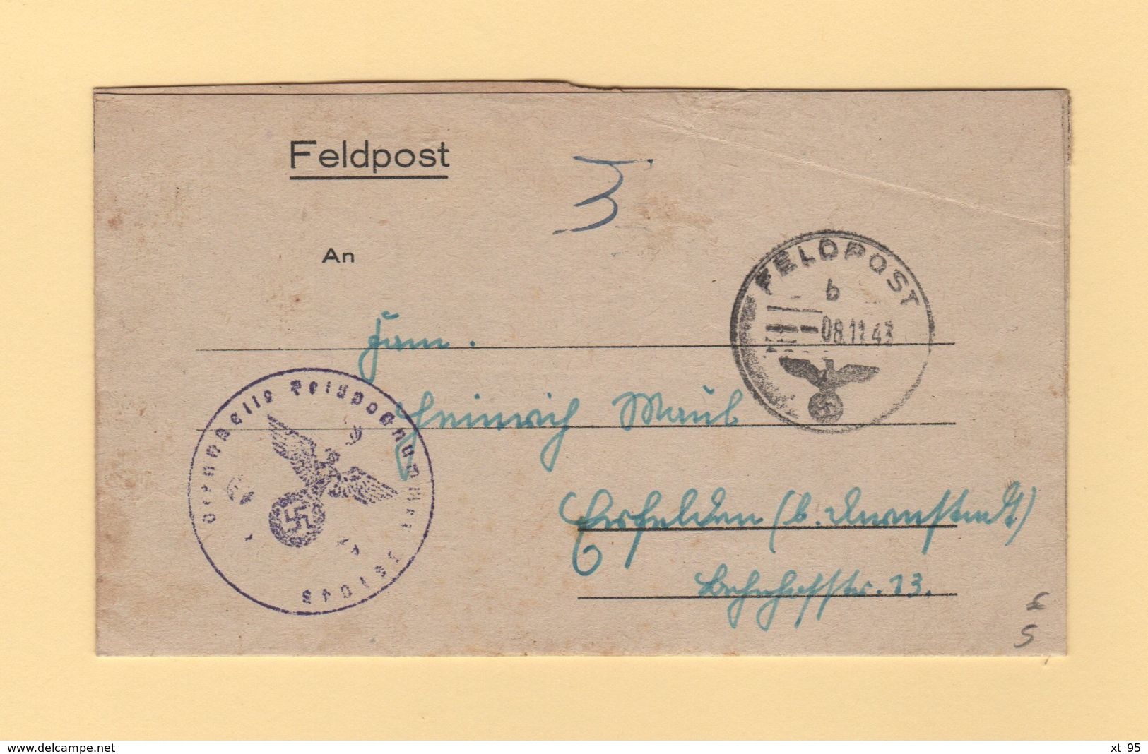 WWII - Feldpost 36104B - 1943 - Oorlog 1939-45