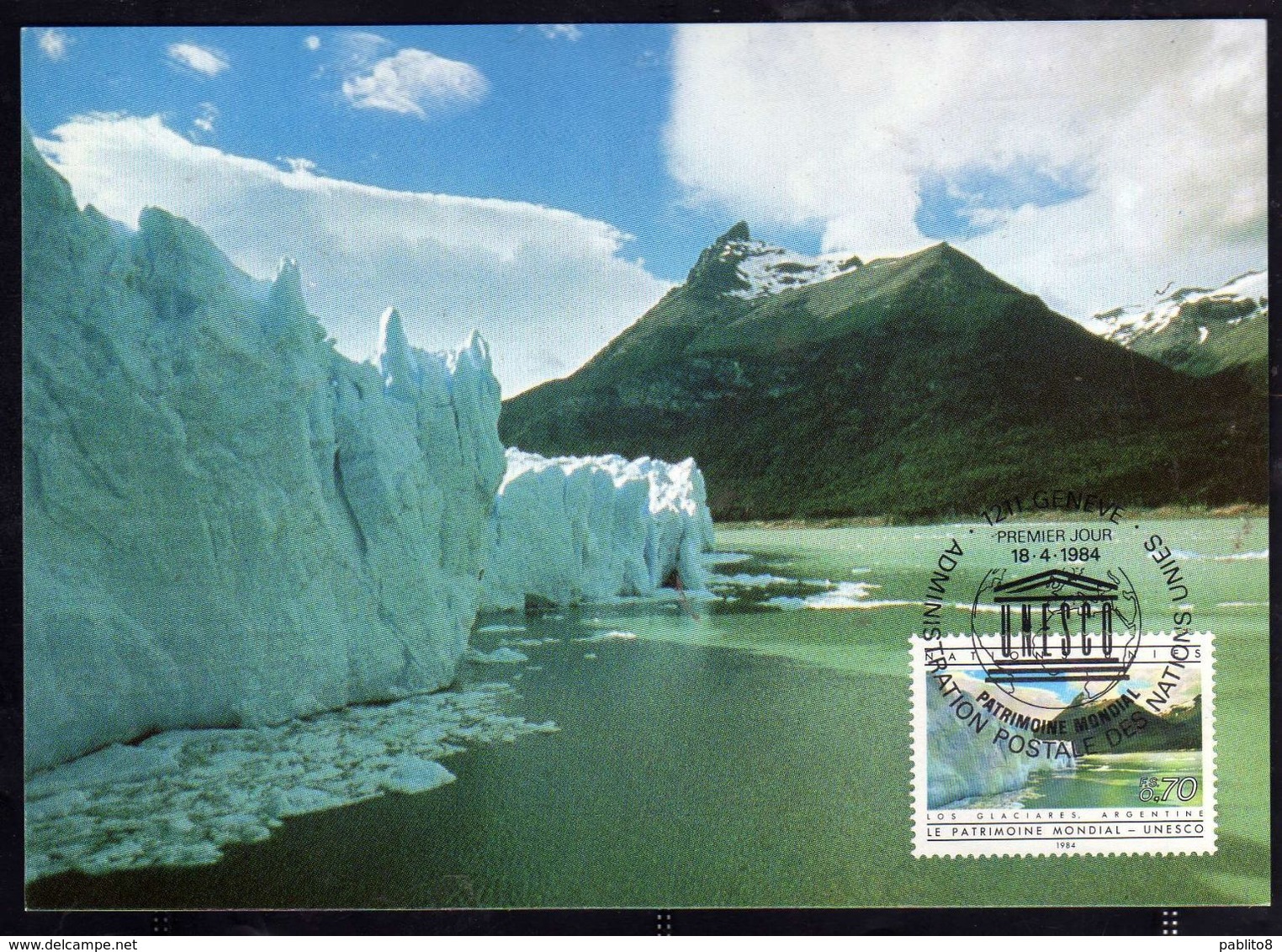 NATIONS UNIES GENEVE ONU UN UNO 18 4 1984 ARGENTINA UNESCO PATRIMOINE MONDIAL HERITAGE FDC MAXI CARD CARTOLINA MAXIMUM - Cartes-maximum