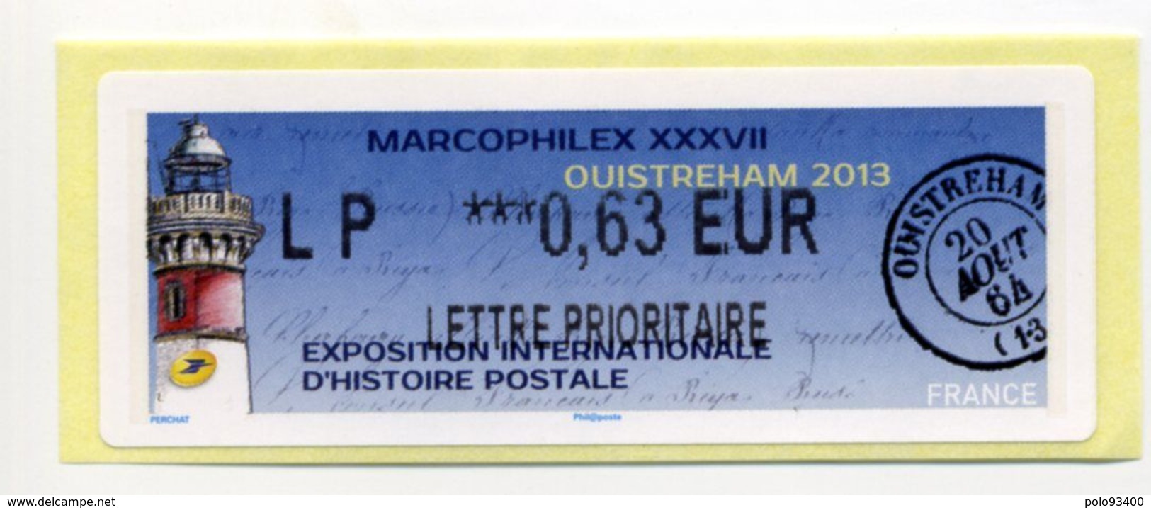 2013 LISA 2 LP 0.63 Euro MARCOPHILEX XXXVII  à OUISTREHAM - 2010-... Illustrated Franking Labels