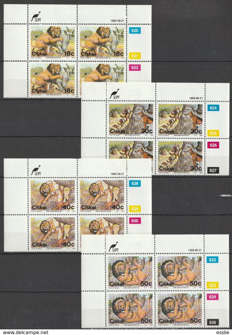 Ciskei - 1989 - Folklore - Little Jackal And The Lion - Complete Set Control Blocks - Ciskei