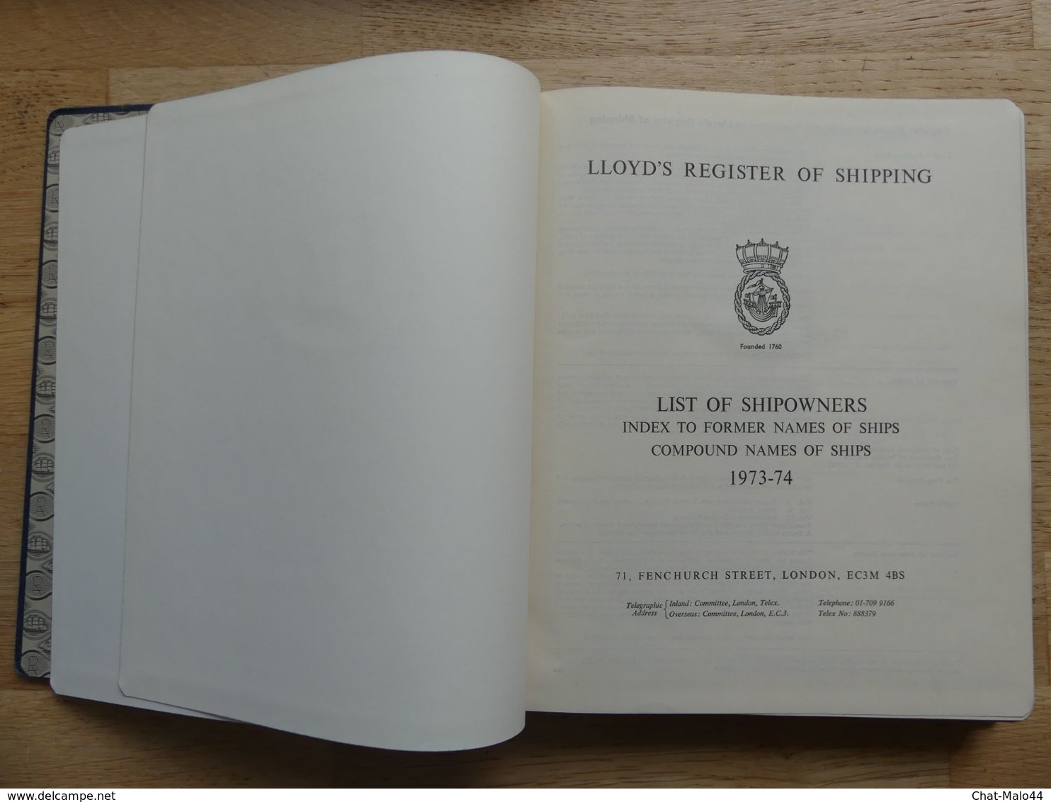 Lloyd's Register Of Shipping. List Of Shipowners 1973-74. Index Former Names Of Ships. Edition De La Lloyd's, London - Other & Unclassified