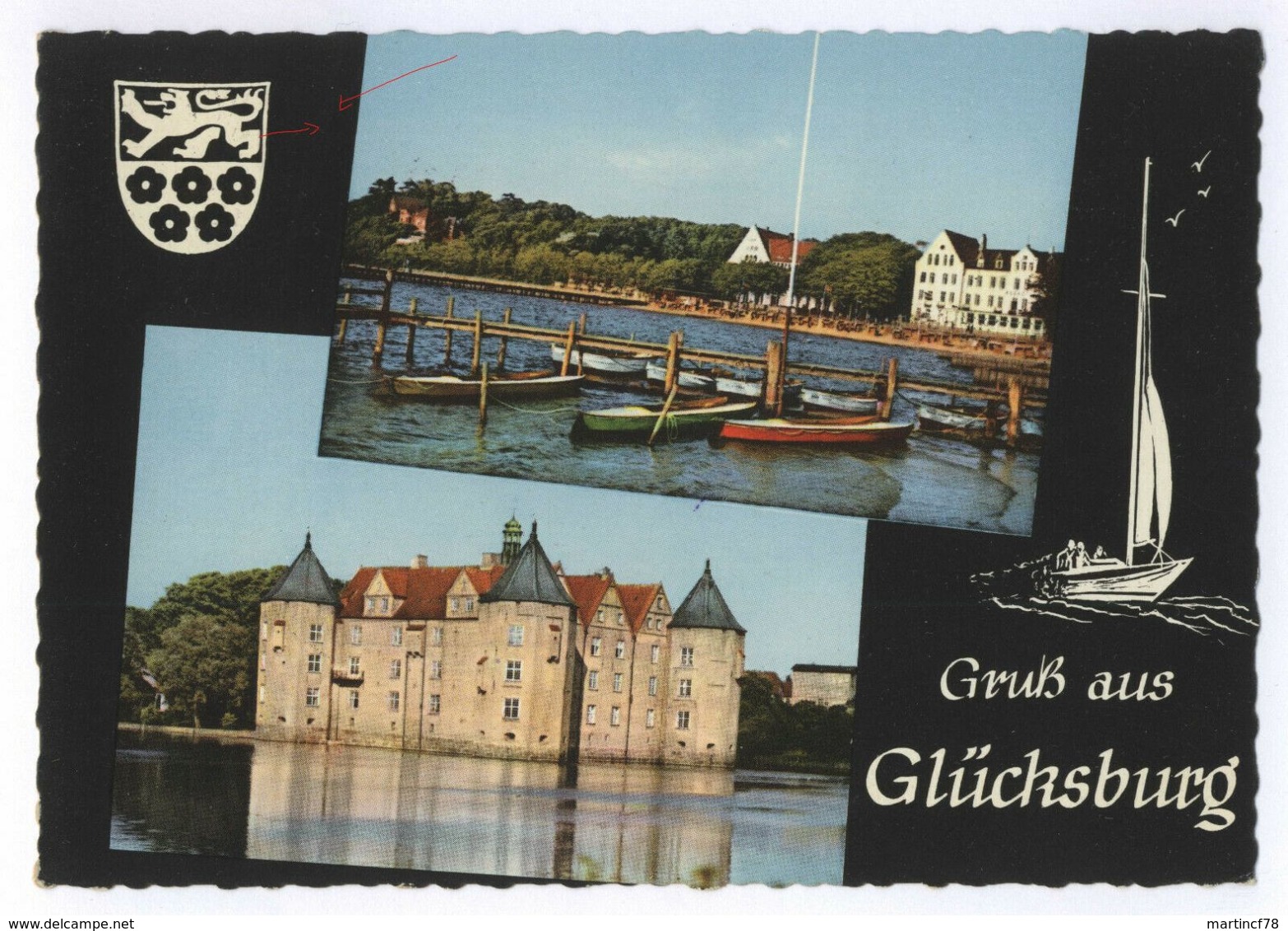 Gruß Aus Glücksburg Strand Schloß Gel. 1963 Flensburg Postkarte Ansichtskarte - Glücksburg