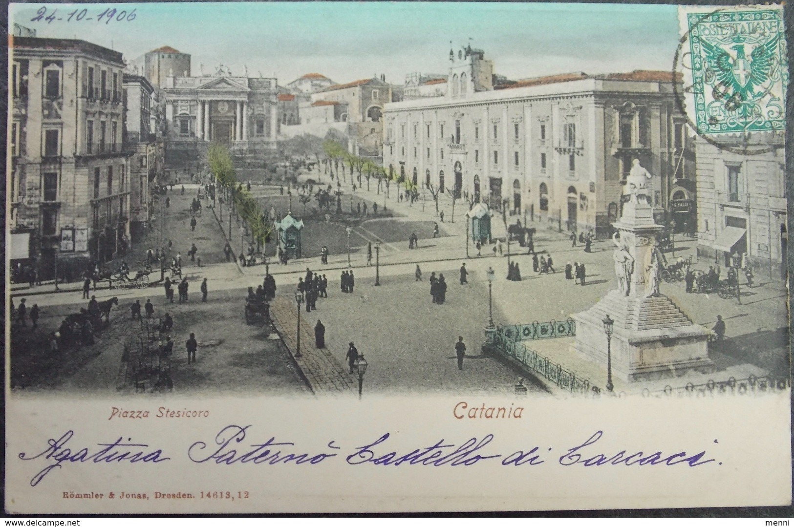 ITALY ITALIA Cartolina 1906 CATANIA Piazza Stesicoro - Sicilia - Catania