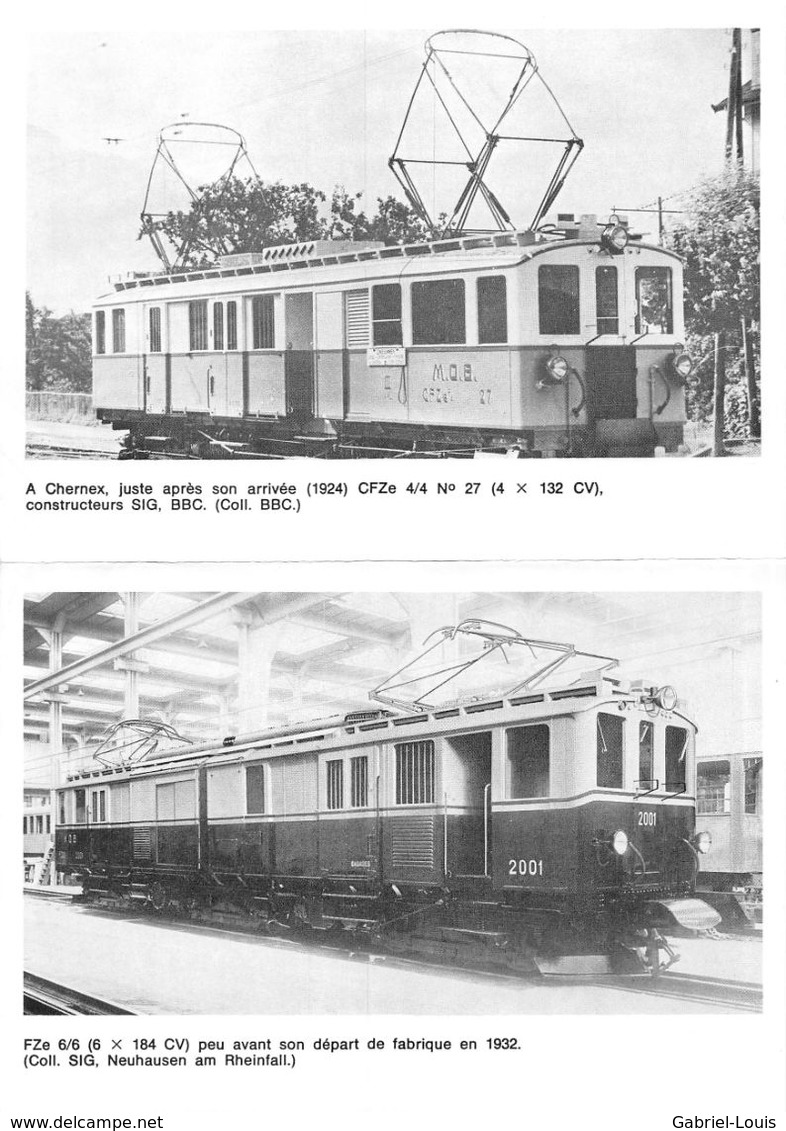 Locomotrice Montreux Oberland Bernois MOB Train - Voiture Pulmann (dépliant Double Page ~10 X 15 Cm Plié ) - Máquinas