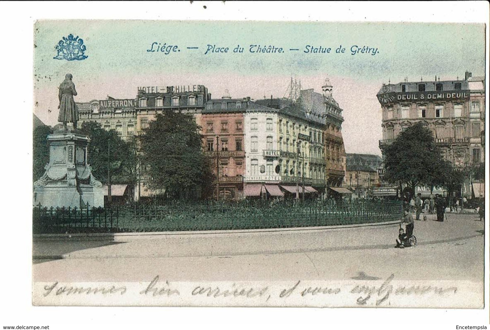 CPA- Carte Postale-Belgique-Liège-Place Du Théâtre Statue De Gétry-au Début 1900 VM18590 - Liege