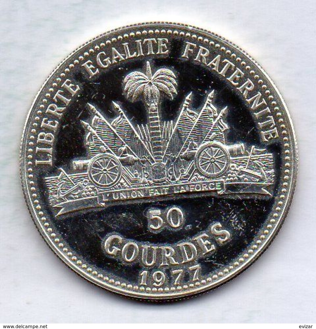 HAITI, 50 Gourdes, Silver, Year 1977, KM #127, PROOF. - Haïti