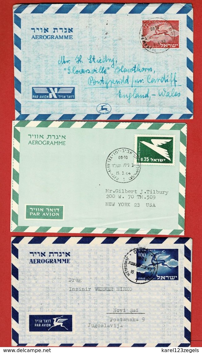 Brief & 14 Aerogrammen Israel - Poste Aérienne