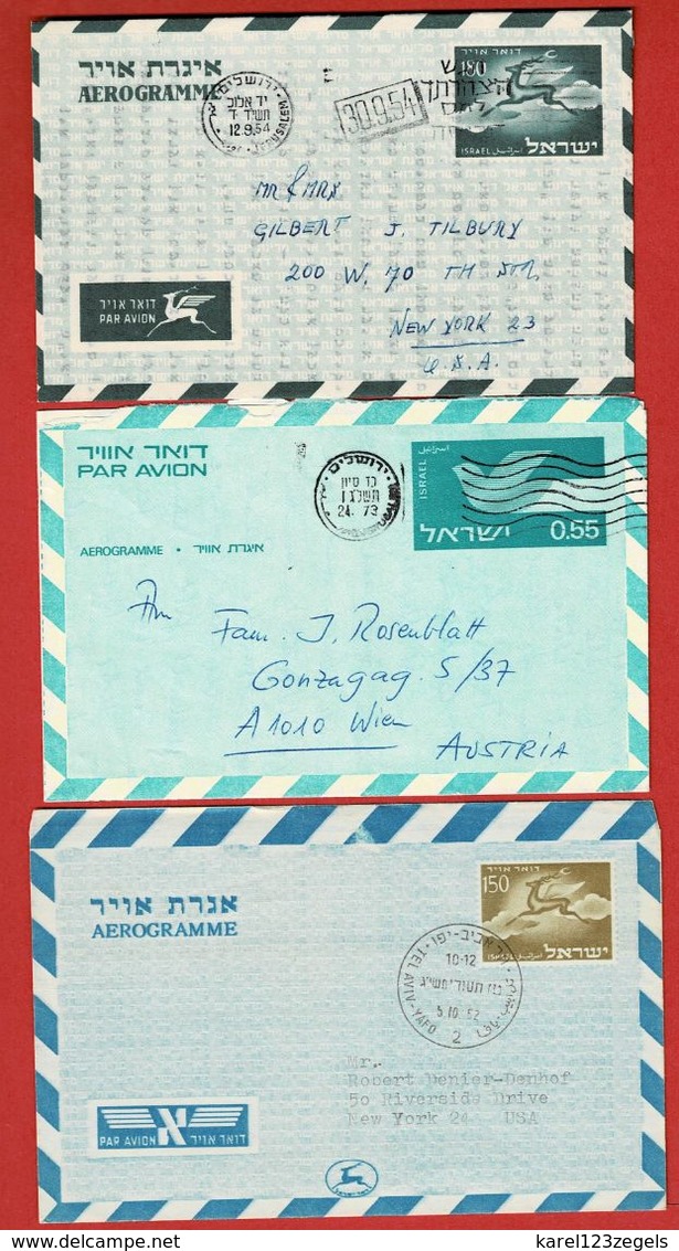 Brief & 14 Aerogrammen Israel - Poste Aérienne