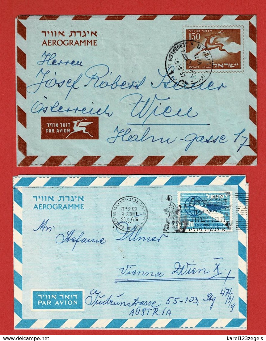 Brief & 14 Aerogrammen Israel - Poste Aérienne