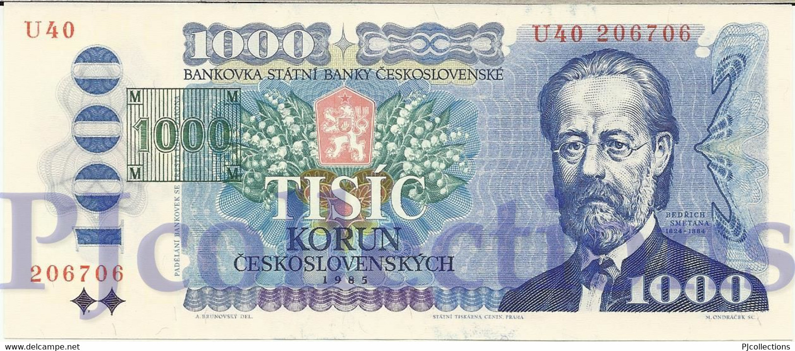 CZECH REPUBLIC 1000 KORUN 1993 PICK 3c UNC - Tchéquie